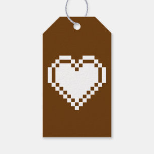 Nuestros corazones de 8 bits en etiqueta de regalo