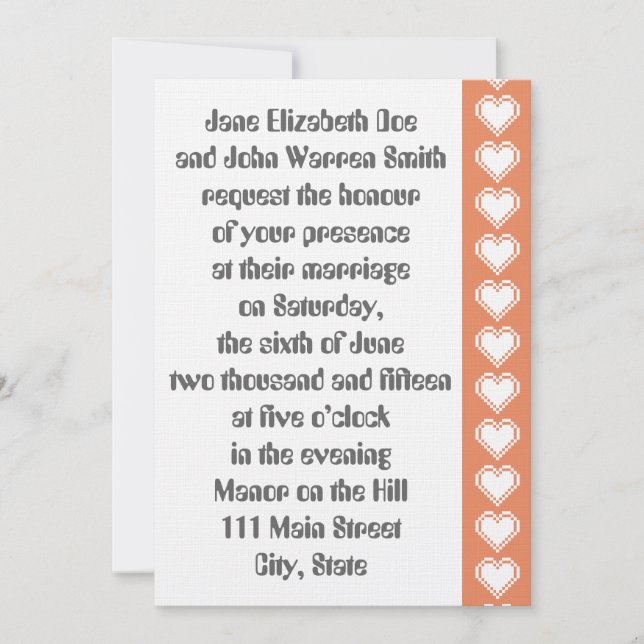 Nuestros corazones de 8 bits en la invitación a la (Anverso)