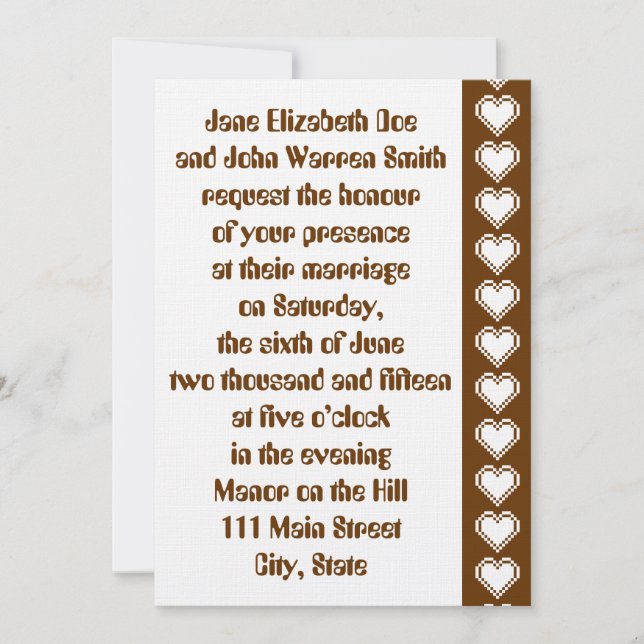 Nuestros corazones de 8 bits en la invitación a la (Anverso)