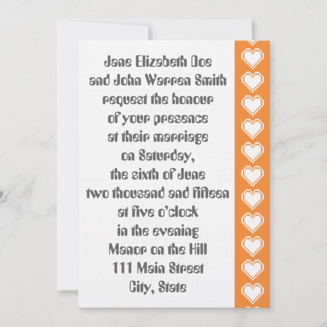 Nuestros corazones de 8 bits en la invitación a la (Anverso)