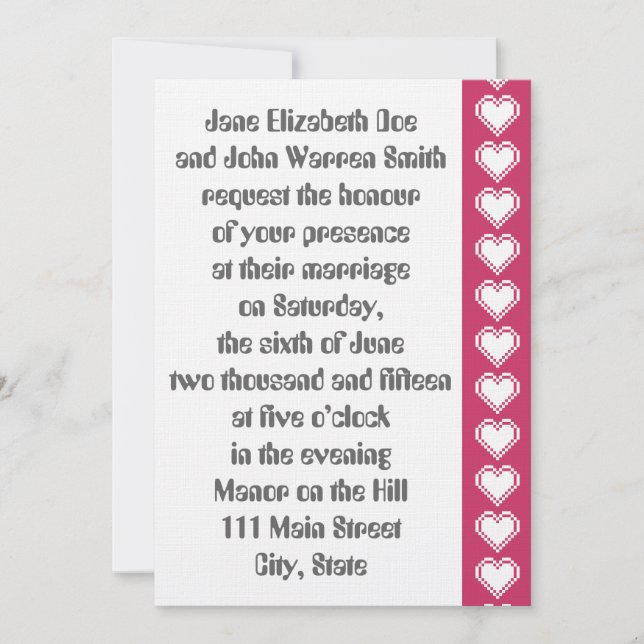 Nuestros corazones de 8 bits en la invitación a la (Anverso)