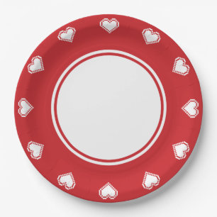 Nuestros Corazones de 8 Bits en Plato de Papel de