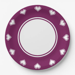 Nuestros Corazones de 8 Bits en Plato de Papel de
