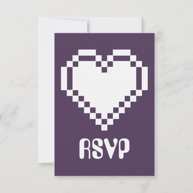 Nuestros Corazones de 8 Bits en Tarjeta de RSVP Pú (Anverso)