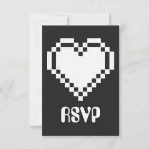 Nuestros corazones de 8 bits en tarjeta RSVP negra