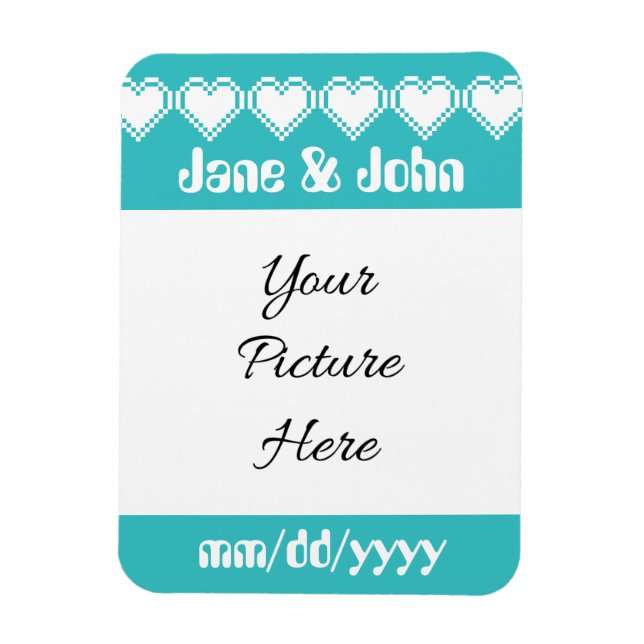 Nuestros corazones de 8 bits en un imán turquesa p (Vertical)