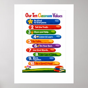 Nuestros Diez Valores en el Aula – Póster tamaño 1