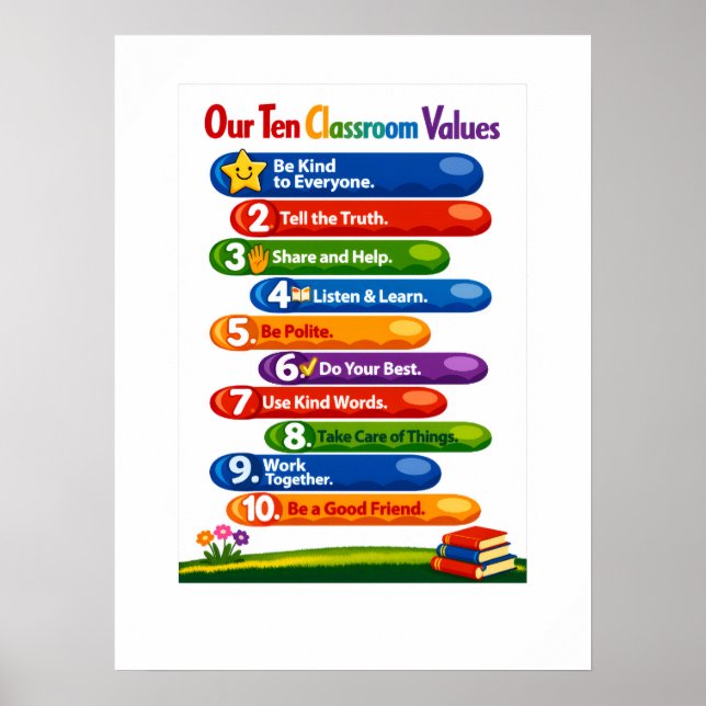 Nuestros Diez Valores en el Aula – Póster tamaño 1 (Frente)