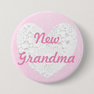 Nueva Abuela Fanfarrona Botón de Encaje Rosa