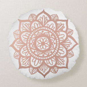 Nueva almohada redonda de oro Rosa Mandala