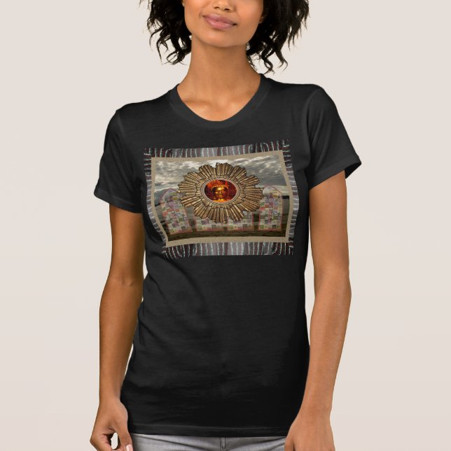 Nueva camiseta del negro del collage de la foto de (Anverso)