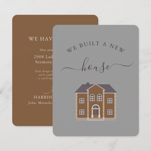 Nueva casa marrón que mudamos de Invitación (Anverso / Reverso)
