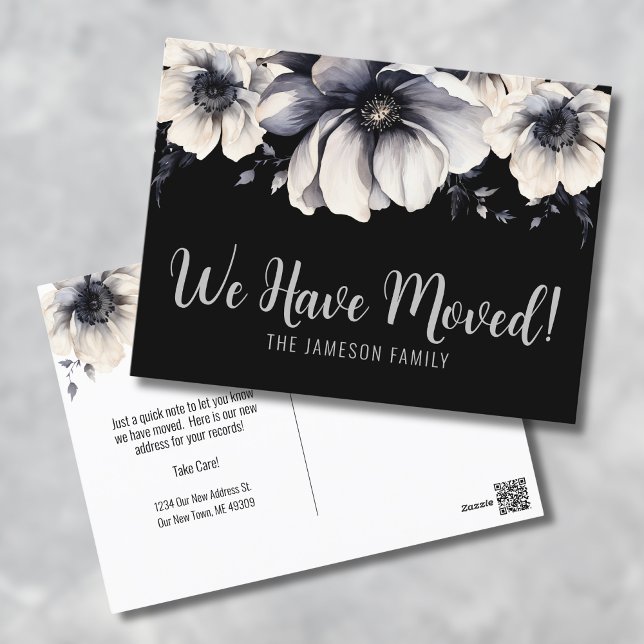 Nueva dirección acuarela Floral Invitación de movi (Watercolor Floral Moving Announcement Postcard)