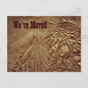 Nueva dirección de mariposa esculpida postal móvil