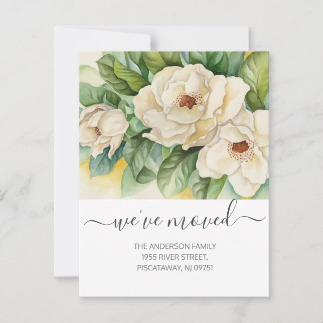 Nueva dirección floral Magnolia Invitación en movi (Anverso)