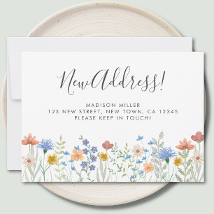 Nueva dirección Flores silvestres Invitación en mo