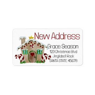 Nueva dirección Gingerbread House Etiqueta