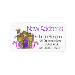 Nueva dirección Gingerbread House Etiqueta