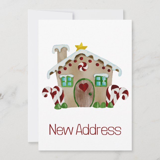 Nueva dirección Gingerbread House Invitación (Anverso)