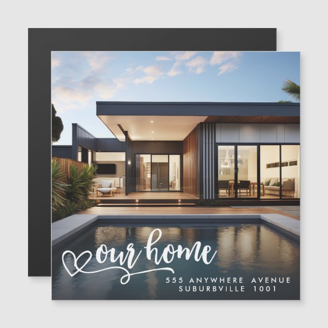 Nueva Dirección Mudanza Casa Foto Imán (Anverso/Reverso)