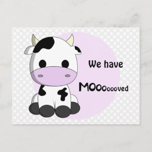 Nueva dirección: tarjeta postal de aviso de vaca l