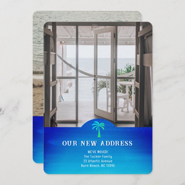 Nueva dirección tropical, tarjeta móvil brillante  (Anverso / Reverso)