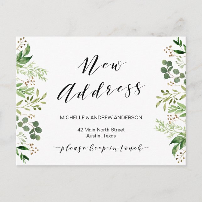 Nueva dirección, verde nueva Invitación de movimie (Anverso)