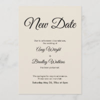 Nueva fecha crema Invitación Boda pospuesta