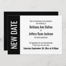 Nueva fecha en negrita, Invitación Boda pospuesta