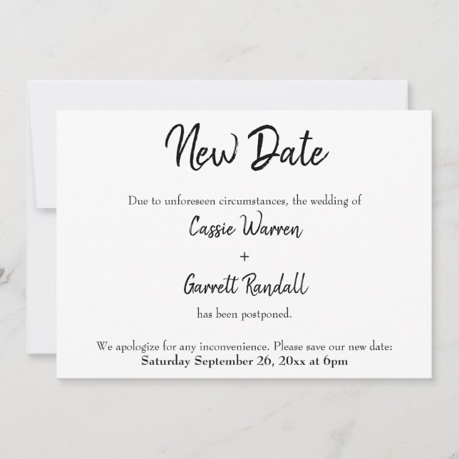 "Nueva fecha" Invitación Boda pospuesta (Anverso)