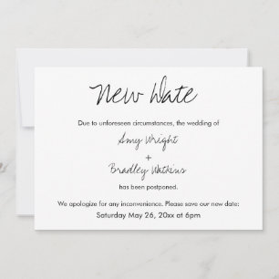 "Nueva fecha" Invitación casual pospuesta de Boda