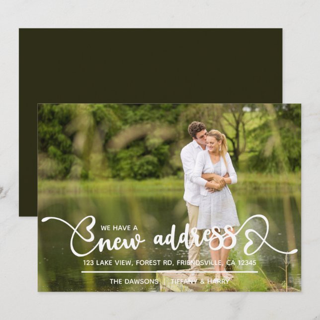 Nueva foto de dirección y guión de corazón Anuncio (Anverso / Reverso)