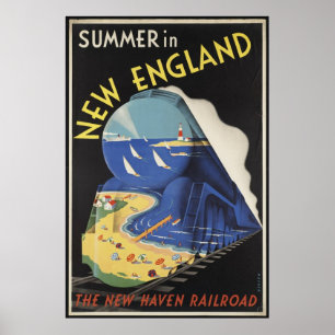 Nueva Inglaterra Viajes Vintage Posters Ad Retro I