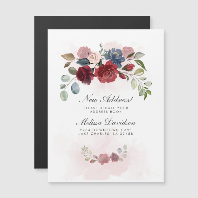 Nueva Invitación de cambio de dirección Floral en  (Anverso/Reverso)