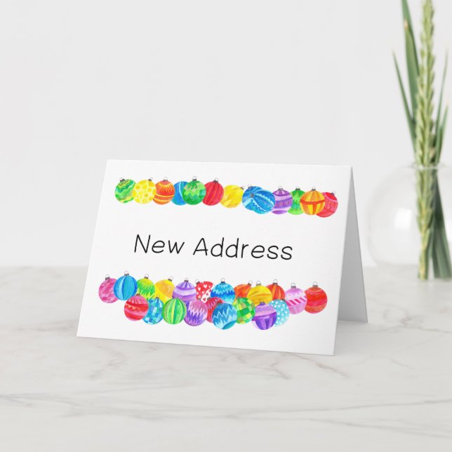 Nueva Invitación de dirección, baubles de acuarela (Anverso)