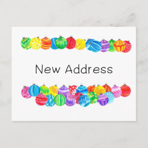 Nueva Invitación de dirección, baubles de acuarela