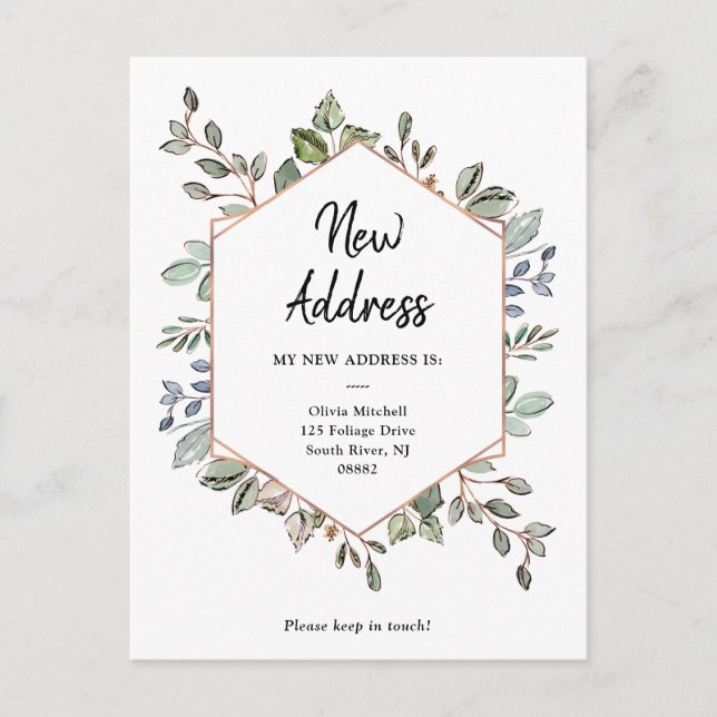 Nueva Invitación de movimiento de follaje geométri (Anverso)