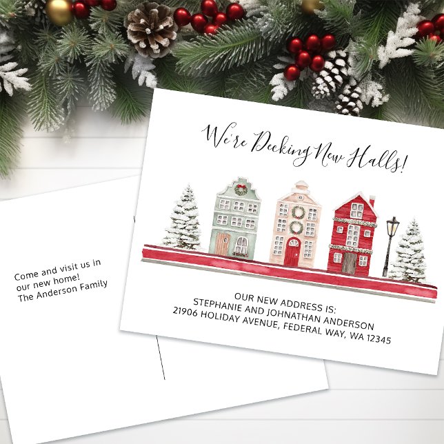Nueva Invitación de mudanza de casa de vacaciones (Holiday New Home Moving Announcement Postcard)