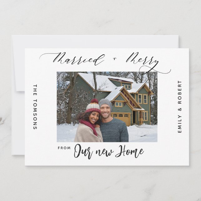 Nueva Invitación de mudanza de feriado casado con  (Anverso)