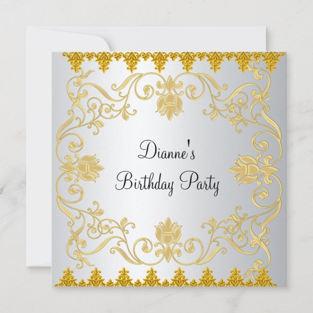 Nueva invitación elegante de oro blanco (Anverso)