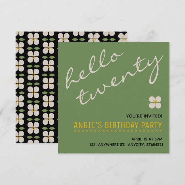 Nueva invitación para fiesta de cumpleaños | Tarje (Anverso / Reverso)