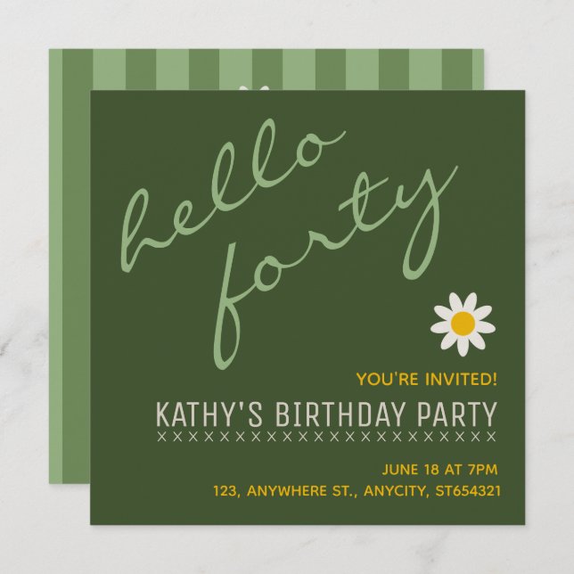 Nueva invitación para fiesta de cumpleaños | Tarje (Anverso / Reverso)