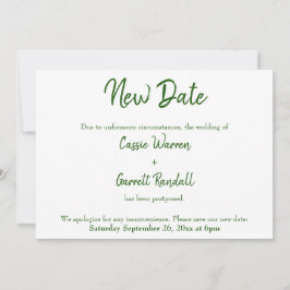 Nueva Invitación verde y blanca de fecha Boda