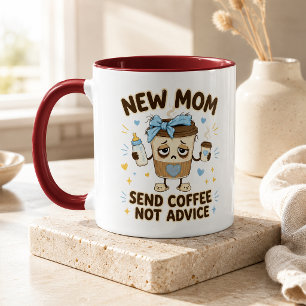 Nueva Mamá Envía Café No Consejos Taza Roja de Dos