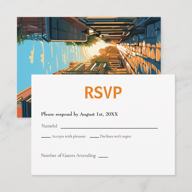 Nueva Orleans Louisiana RSVP Card Retro (Anverso / Reverso)