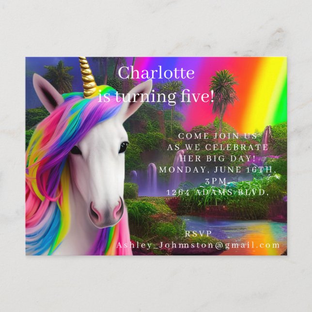 Nueva postal de invitación a la fiesta de cumpleañ (Anverso)