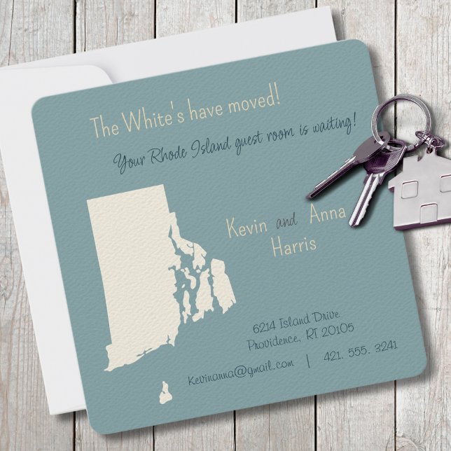 Nueva postal de Invitación móvil de la isla de Rod (Moving to Rhode Island? Send your friends and family a beautiful personalized announcement!)