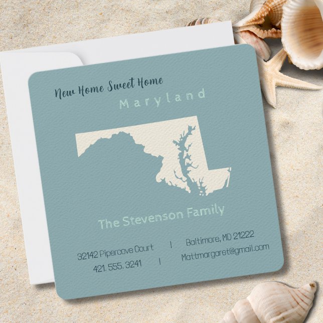 Nueva postal de Invitación móvil de Maryland resid (Moving to Maryland? Send your friends and family a beautiful personalized announcement!)