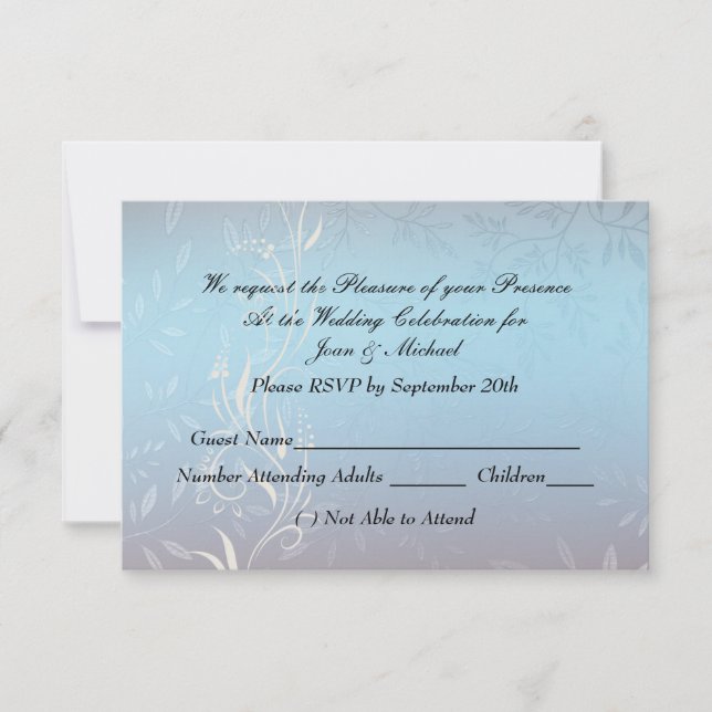 Nueva RSVP de boda azul (Anverso)