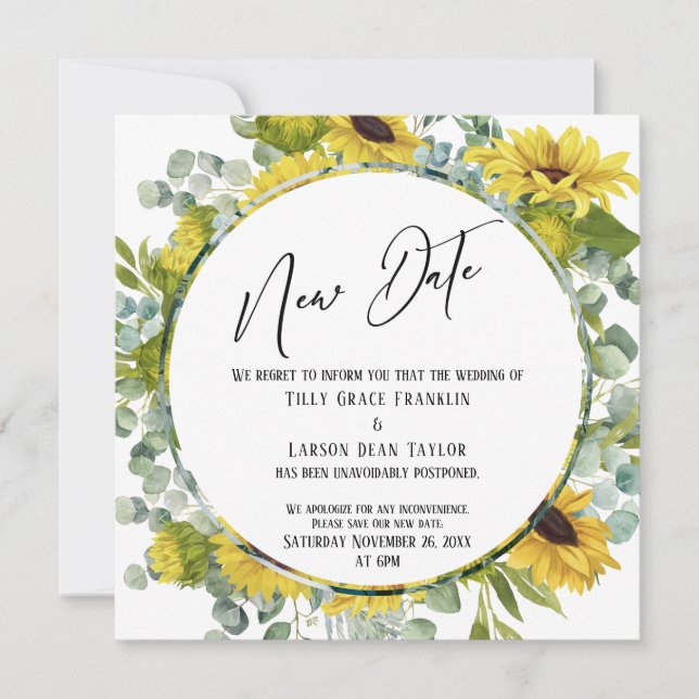 Nueva tarjeta Boda de acuarela floral posponada de (Anverso)